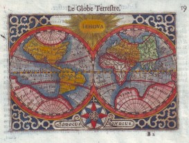 Le Globe Terrestre (alter, handkolorierter Kupferstich).