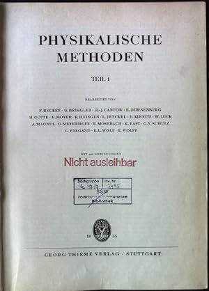 Bild des Verkufers fr Physikalische Methoden, Teil 1 Methoden der Organischen Chemie, Band III zum Verkauf von books4less (Versandantiquariat Petra Gros GmbH & Co. KG)