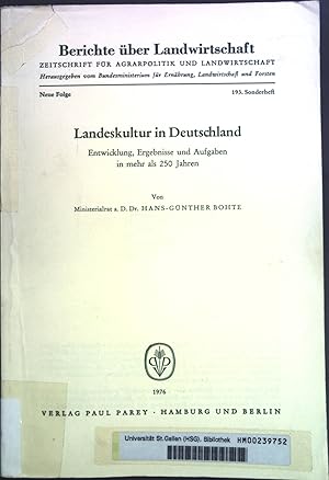 Image du vendeur pour Landeskultur in Deutschland. Entwicklung, Ergebnisse und Aufgaben in mehr als 250 Jahren. Berichte ber Landwirtschaft / Sonderheft; N.F. Nr. 193. mis en vente par books4less (Versandantiquariat Petra Gros GmbH & Co. KG)