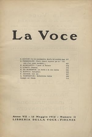 VOCE (LA). Diretta da G. De Robertis. Anno VII. 15 maggio 1915. Numero 11.