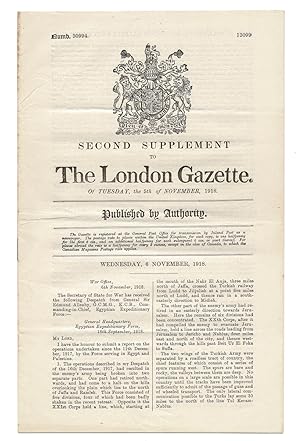Second Supplement to The London Gazette. Of Tuesday, the 5th of November, 1918. No. 30994 (T.E. L...