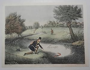 Live-bait fishing for Jack. Hand colored aquatint. Slightly curtailed, so that the title is missi...