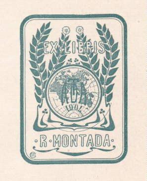 Exlibris für R. Montada. Klischéedruck von Jorge Montsalvatje, Figueras.