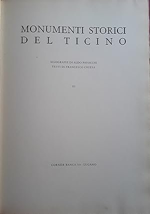 Seller image for Monumenti storici del Ticino. Volume III for sale by librisaggi