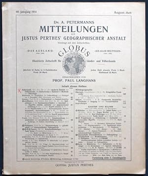 Bild des Verkufers fr Dr. A. Petermanns Mitteilungen aus Justus Perthes' Geographischer Anstalt. 60. Jahrgang 1914. August-Heft zum Verkauf von Graphem. Kunst- und Buchantiquariat