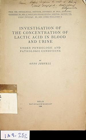 Investigation of the concentration of lactic acid in blood and urine under physiologic and pathol...