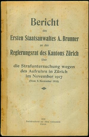 Bericht des Ersten Staatsanwaltes A.Brunner an den Regierungsrat des Kantons Zürich über die Stra...