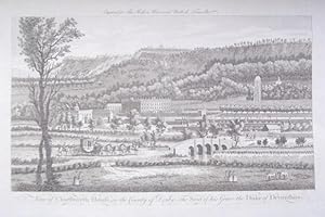 A Fine Antique Engraved Print Illustrating a View of Chatsworth in Derbyshire, The Seat of The Du...