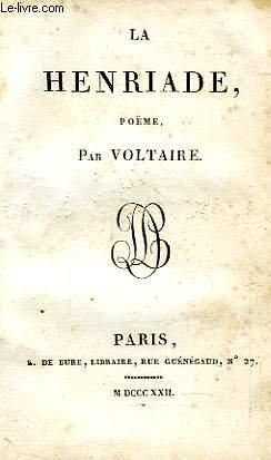 Bild des Verkufers fr LA HENRIADE zum Verkauf von Le-Livre