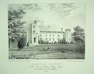 Fine Original Antique Lithograph Illustrating Oxney Court in Kent, Published in 1838.