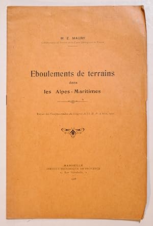 Bild des Verkufers fr EBOULEMENTS DE TERRAINS DANS LES ALPES-MARITIMES. zum Verkauf von Librairie l'Art et l'Affiche