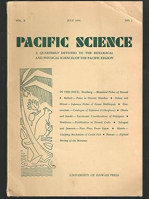 Bild des Verkufers fr Pacific Science, Volume X, No. 3, July, 1956 zum Verkauf von Legacy Books II