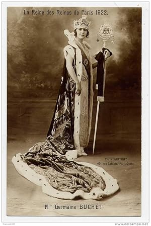 Bild des Verkufers fr Carte Postale ancienne - La Reine des Reines de Paris 1922 - Melle Germaine BUCHET zum Verkauf von JOIE DE LIRE