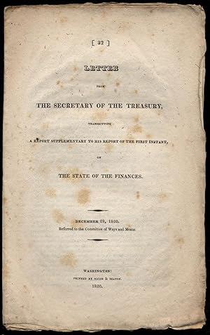 Letter from the Secretary of the Treasury, Transmitting a Report ...