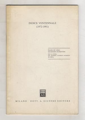 Quaderni Fiorentini per la Storia del Pensiero Giuridico Italiano. Indice ventennale. (1972 - 1991).