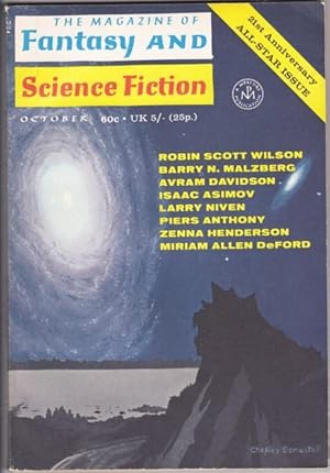 Image du vendeur pour The Magazine of Fantasy and Science Fiction October 1970 - Wood You?, Bird in the Hand, Through a Glass - Darkly, She Was the Music the Music Was Him, Gone Fishin', Selectra Six-ten, Notes Just Prior to the Fall, The Old Bunch and Dusty Stiggins, Stop!, + mis en vente par Nessa Books