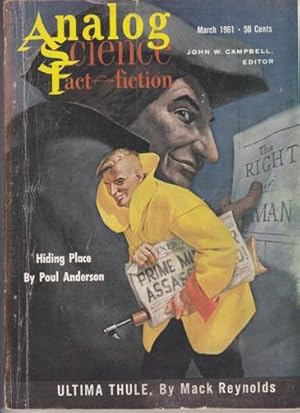 Seller image for Analog Science Fact - Fiction March 1961- Horrible Example, Hiding Place, Ultima Thule, The Four-Faced Visitors of Ezekiel, Sub-Mach Rockets, An Indroduction to the Calculus of Desk-Clearing, + for sale by Nessa Books