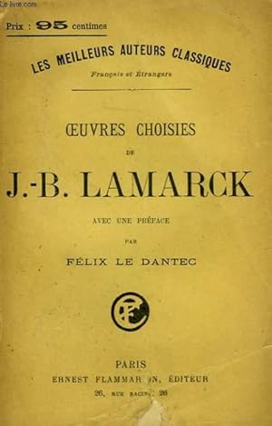 Seller image for OEUVRES CHOISIES DE J.-B. LAMARCK. for sale by Le-Livre