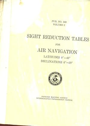 Bild des Verkufers fr SIGHT REDUCTION TABLES FOR AIR NAVIGATION LATITUDES 0 - 40 DECLINATION 0 - 29 zum Verkauf von Le-Livre