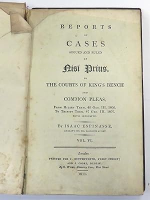 Image du vendeur pour Reports of Cases Argued and Ruled at Nisi Prius (Volume VI) mis en vente par St Marys Books And Prints