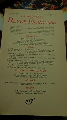 La Nouvelle Revue Française 1960 Juin Giono-Oster-Michaux-Walter-Masson N°90