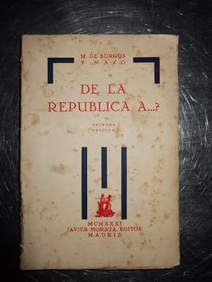 Imagen del vendedor de De La Republica A.? a la venta por Reus, Paris, Londres