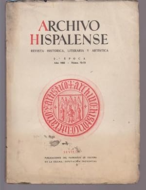 Seller image for ARCHIVO HISPALENSE. REVISTA HISTRICA, LITERARIA Y ARTSTICA. 2 POCA. NMERO 72-73. AO 1955 for sale by LIBRERIA TORMOS