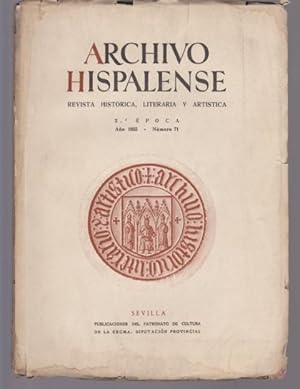 Seller image for ARCHIVO HISPALENSE. REVISTA HISTRICA, LITERARIA Y ARTSTICA. 2 POCA. NMERO 71. AO 1955 for sale by LIBRERIA TORMOS