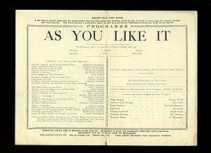 Seller image for As You Like It: Souvenir Theatre Programme Performed at The Old Vic. The Royal Victoria Hall, Opposite Waterloo Station, London for sale by Little Stour Books PBFA Member
