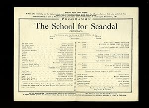 Seller image for The School For Scandal: Souvenir Theatre Programme Performed at The Old Vic. The Royal Victoria Hall, Opposite Waterloo Station, London for sale by Little Stour Books PBFA Member