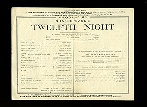 Seller image for Twelfth Night: Souvenir Theatre Programme Performed at The Old Vic. The Royal Victoria Hall, Opposite Waterloo Station, London for sale by Little Stour Books PBFA Member