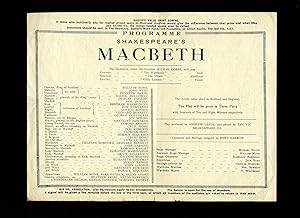 Immagine del venditore per Macbeth: Souvenir Theatre Programme Performed at The Old Vic. The Royal Victoria Hall, Opposite Waterloo Station, London venduto da Little Stour Books PBFA Member