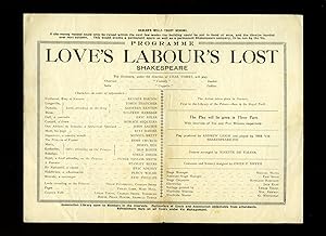 Bild des Verkufers fr Love's Labour's Lost: Souvenir Theatre Programme Performed at The Old Vic. The Royal Victoria Hall, Opposite Waterloo Station, London zum Verkauf von Little Stour Books PBFA Member