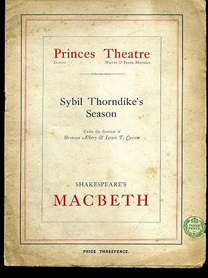 Image du vendeur pour Macbeth: Souvenir Theatre Programme Performed at Princes Theatre, Shaftesbury Avenue, London mis en vente par Little Stour Books PBFA Member
