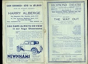 Image du vendeur pour The Way Out: Souvenir Theatre Programme Performed at Richmond Theatre, London mis en vente par Little Stour Books PBFA Member