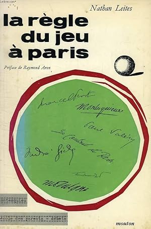 Bild des Verkufers fr LA REGLE DU JEU A PARIS zum Verkauf von Le-Livre