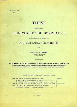 Seller image for RECHERCHES SUR LES MECANISMES DE LA REGENERATION DES MEMBRES EN FONCTION DE LA NATURE DES TISSUS BLESSES, ETUDE COMPARATIVE CHEZ LES URODELES LARVAIRES, URODELES ET ANOURES ADULTES ET CHEZ LES MAMMIFERES, THESE for sale by Le-Livre