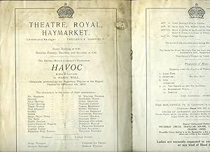 Seller image for Havoc: Souvenir Theatre Programme Performed at Theatre Royal, Haymarket, London for sale by Little Stour Books PBFA Member