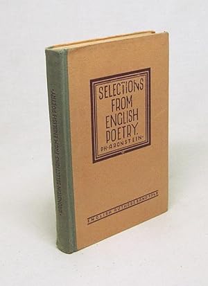 Imagen del vendedor de Selections from English poetry : Ausw. engl. Dichtungen / Philipp Aronstein a la venta por Versandantiquariat Buchegger