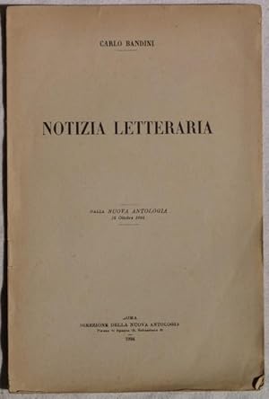 NOTIZIA LETTERARIA DALLA NUOVA ANTOLOGIA 16 OTTOBRE 1924,