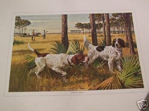 Pointer English Setter "Point of Honor" ** Vintage Pencil SIGNED Print By Bob Kuhn ***