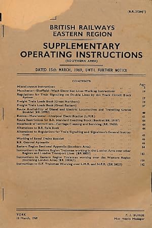 Image du vendeur pour British Railways Eastern Region: Supplementary Operating Instructions. March 1969 mis en vente par Barter Books Ltd