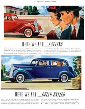 Collection of vintage Packard automobile advertisements.