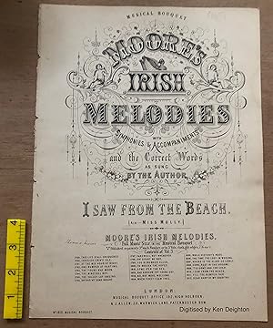 Image du vendeur pour I Saw From The Beach ( Air Miss Molly ) MUSIC SCORE SIGNED BY COMPOSER Moore's irish melodies No 1810 Musical Bouquet mis en vente par Deightons