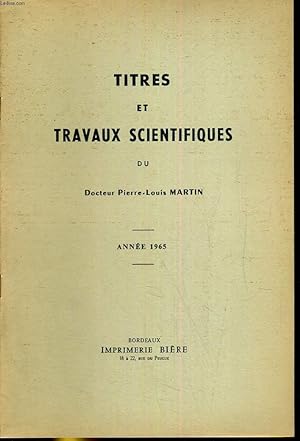 Seller image for Titres et travaux scientifiques. for sale by Le-Livre