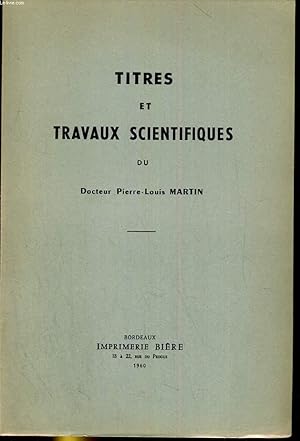 Image du vendeur pour Titres et travaux scientifiques mis en vente par Le-Livre