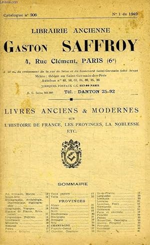 Seller image for LIBRAIRIE ANCIENNE GASTON SAFFROY, CATALOGUE N 208, N 1 DE 1949 for sale by Le-Livre