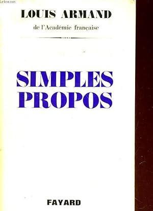 Bild des Verkufers fr SIMPLES PROPOS zum Verkauf von Le-Livre