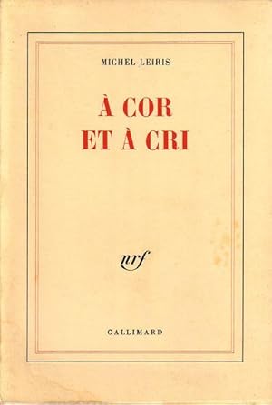 Seller image for A Cor Et a Cri for sale by Librairie l'Aspidistra