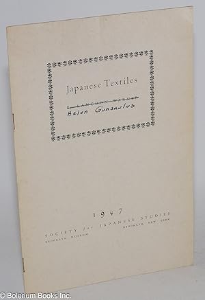 Immagine del venditore per Japanese Textiles venduto da Bolerium Books Inc.